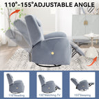 Fauteuil inclinable électrique gris pivotant à 270° et ports de chargement USB