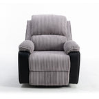Fauteuil inclinable gris avec télécommande électrique, dossier et repose-pieds réglables pour un confort optimal dans le salon