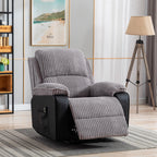 Fauteuil inclinable gris avec télécommande électrique, dossier et repose-pieds réglables pour un confort ultime dans le salon