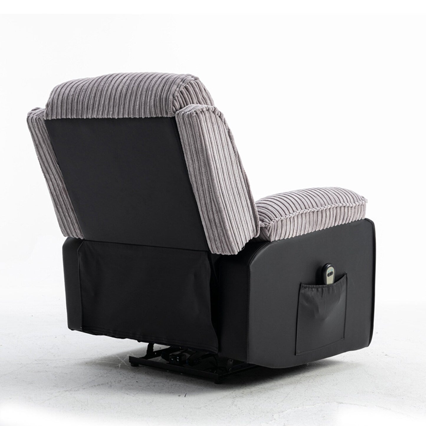 Fauteuil inclinable gris avec télécommande électrique, dossier et repose-pieds réglables pour un confort ultime dans le salon