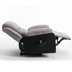 Fauteuil inclinable gris avec télécommande électrique, dossier et repose-pieds réglables pour un confort ultime dans le salon