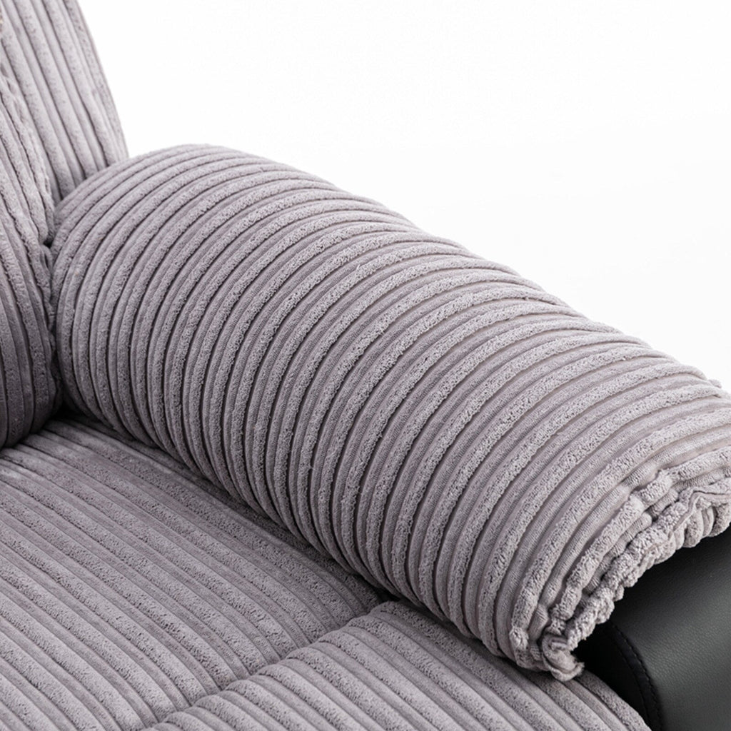 Fauteuil inclinable gris avec télécommande électrique, dossier et repose-pieds réglables pour un confort ultime dans le salon