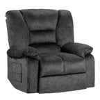 Canapé inclinable spacieux gris avec massage 8 points, chauffage lombaire, inclinaison réglable et cadre robuste