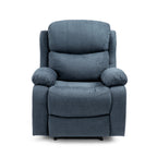 Fauteuil de massage inclinable gris capitonné avec chauffage, 5 modes de massage, inclinaison manuelle, télécommande et poche latérale
