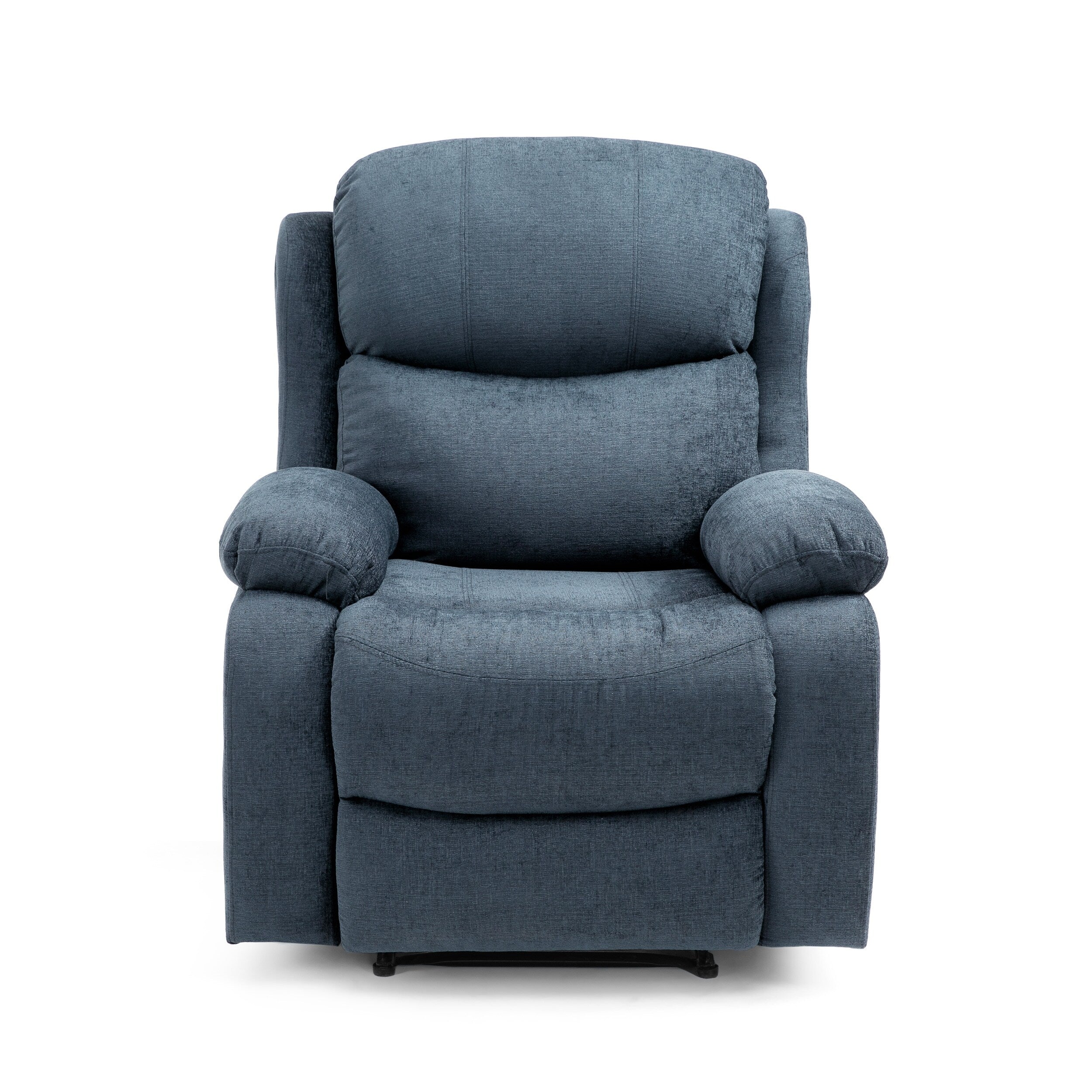 Fauteuil de massage inclinable gris capitonné avec chauffage, 5 modes de massage, inclinaison manuelle, télécommande et poche latérale