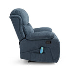 Fauteuil de massage inclinable gris capitonné avec chauffage, 5 modes de massage, inclinaison manuelle, télécommande et poche latérale