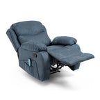 Fauteuil de massage inclinable gris capitonné avec chauffage, 5 modes de massage, inclinaison manuelle, télécommande et poche latérale