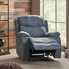 Fauteuil de massage inclinable gris capitonné avec chauffage, 5 modes de massage, inclinaison manuelle, télécommande et poche latérale