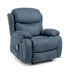 Fauteuil de massage inclinable gris capitonné avec chauffage, 5 modes de massage, inclinaison manuelle, télécommande et poche latérale