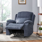 Fauteuil de massage inclinable gris capitonné avec chauffage, 5 modes de massage, inclinaison manuelle, télécommande et poche latérale