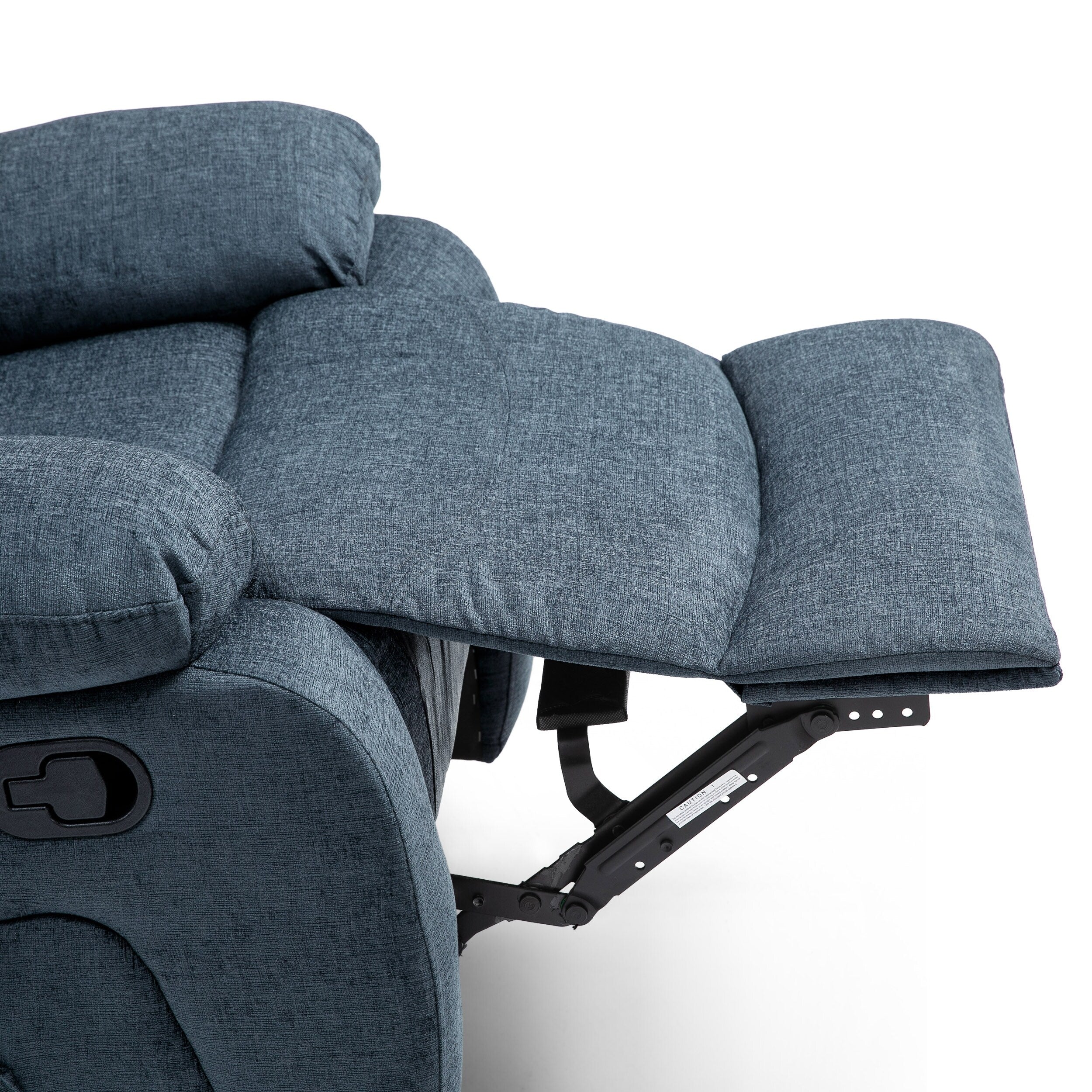 Fauteuil de massage inclinable gris capitonné avec chauffage, 5 modes de massage, inclinaison manuelle, télécommande et poche latérale