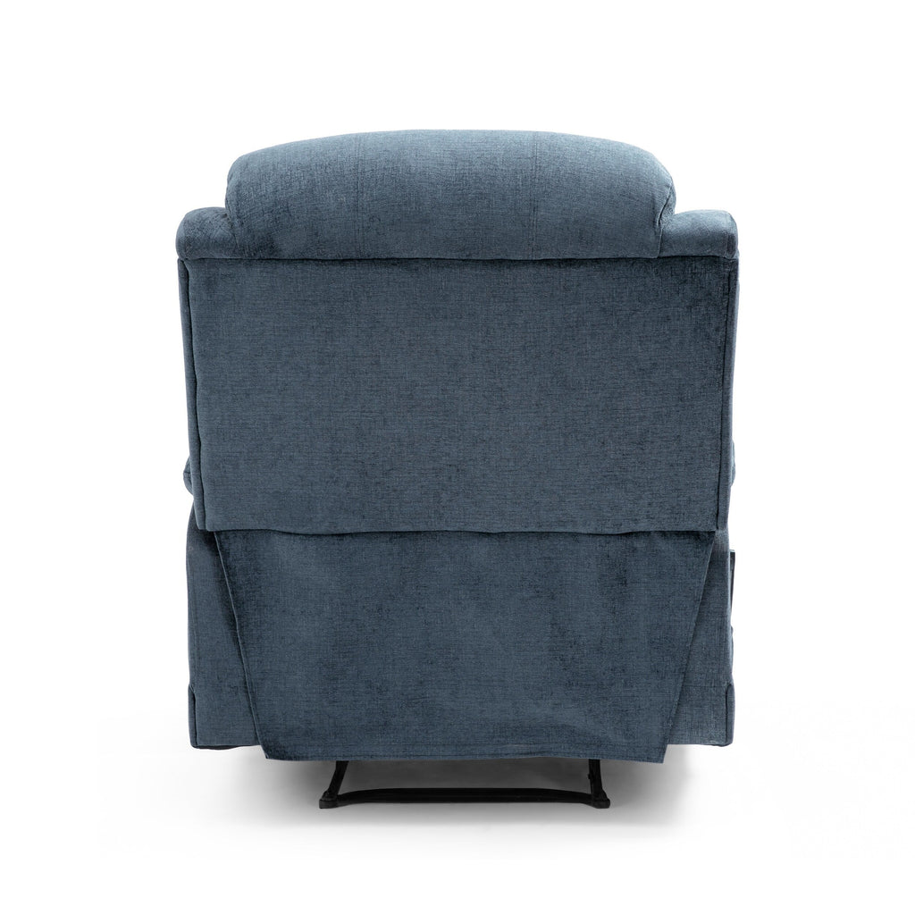 Fauteuil de massage inclinable gris capitonné avec chauffage, 5 modes de massage, inclinaison manuelle, télécommande et poche latérale