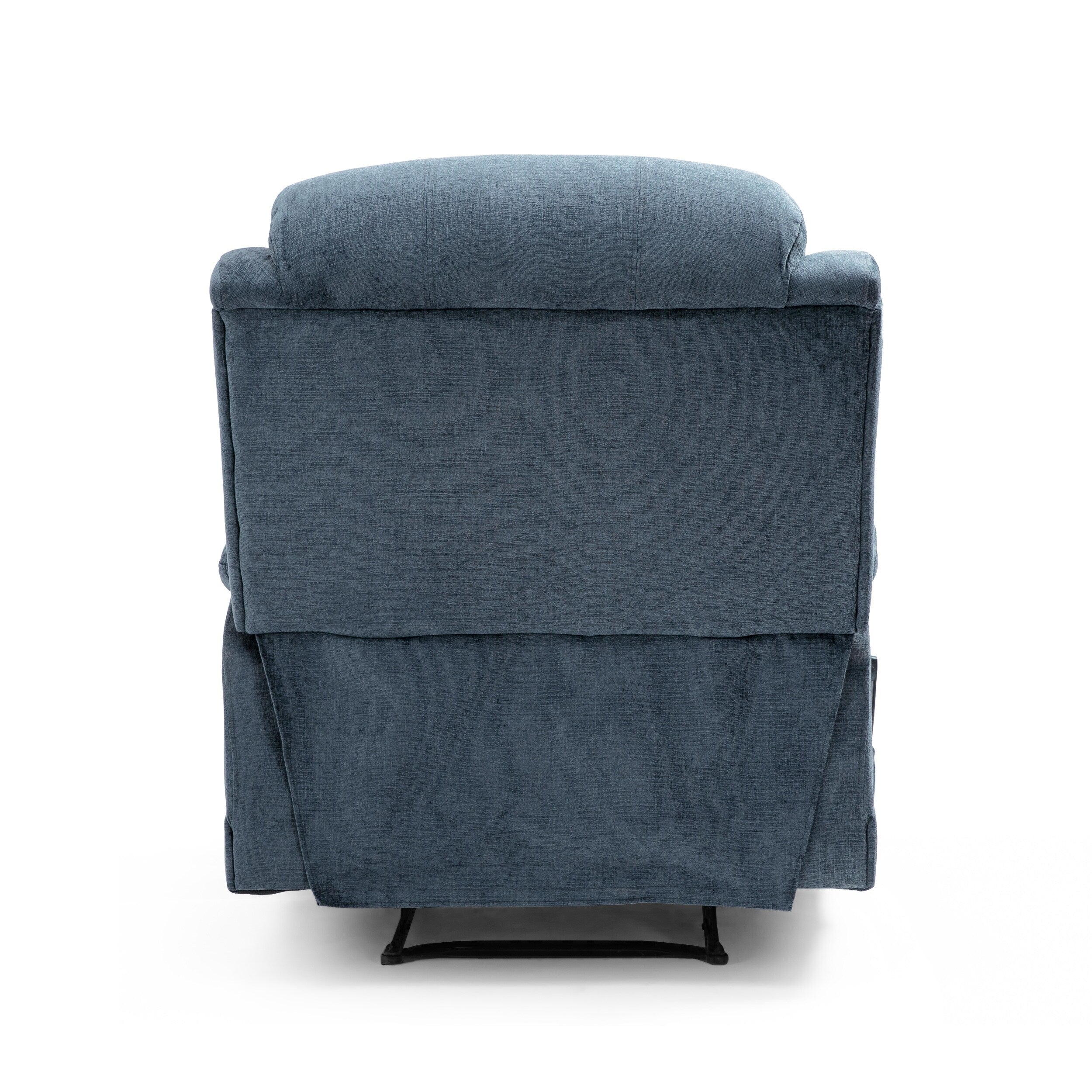 Fauteuil de massage inclinable gris capitonné avec chauffage, 5 modes de massage, inclinaison manuelle, télécommande et poche latérale