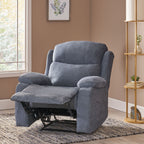 Fauteuil de massage inclinable gris capitonné avec chauffage, 5 modes de massage, inclinaison manuelle, télécommande et poche latérale