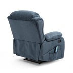Fauteuil de massage inclinable gris capitonné avec chauffage, 5 modes de massage, inclinaison manuelle, télécommande et poche latérale