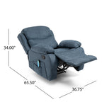 Fauteuil de massage inclinable gris capitonné avec chauffage, 5 modes de massage, inclinaison manuelle, télécommande et poche latérale