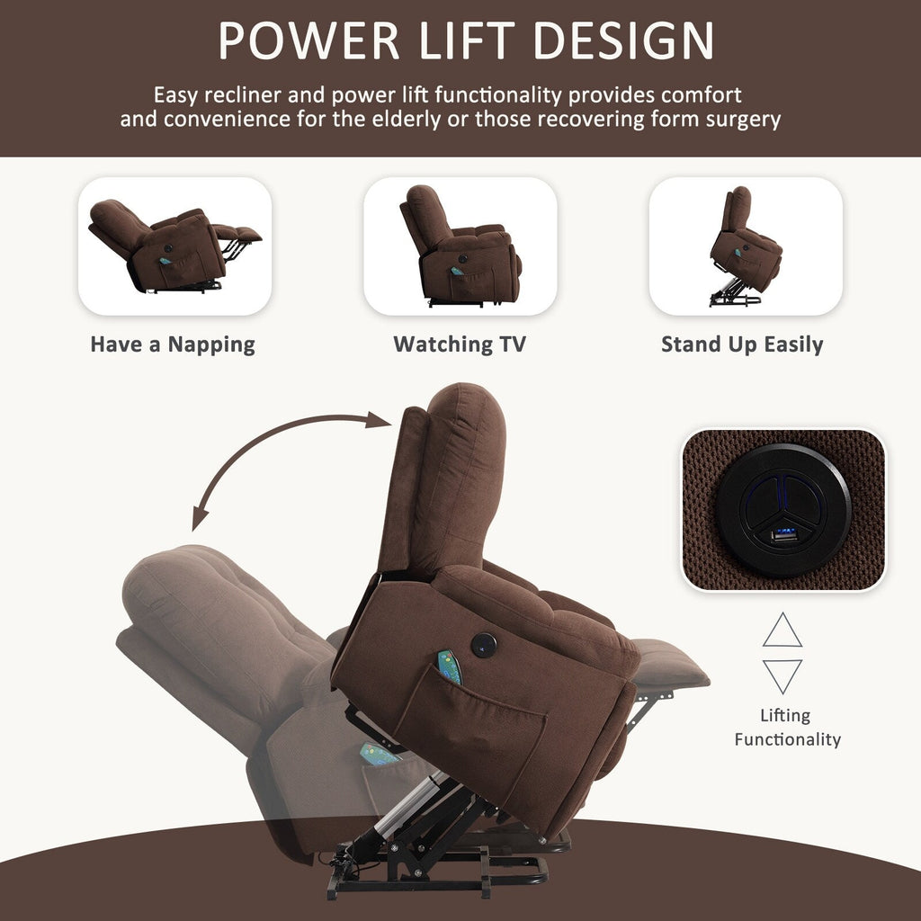 Fauteuil inclinable de massage à vibrations gris avec chauffage, port USB, porte-gobelets dissimulés et poches latérales