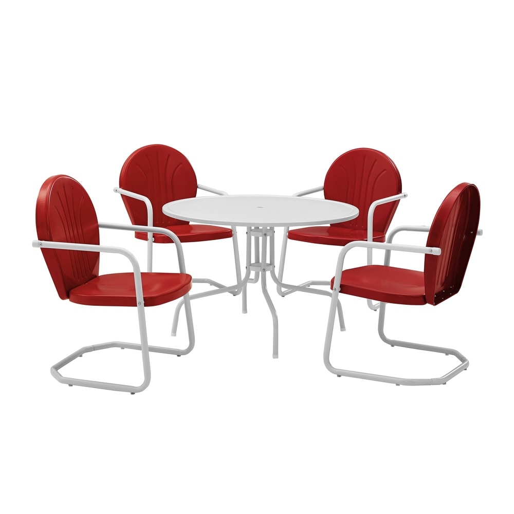 Ensemble de salle à manger d'extérieur 5 pièces en métal blanc Crosley Griffith - N/A