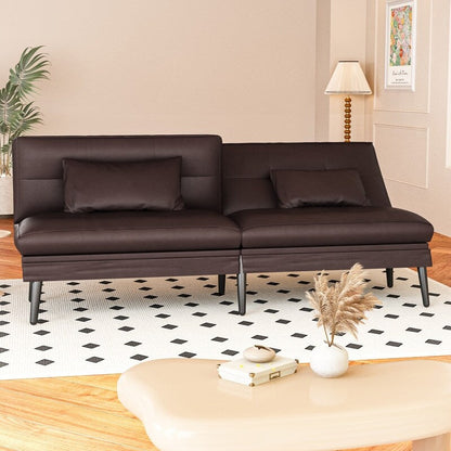 Canapé-lit futon convertible Grondin, dossier réglable sur 5 positions avec 2 oreillers, fauteuil inclinable de style moderne