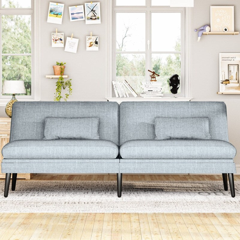 Canapé-lit futon convertible Grondin, dossier réglable sur 5 positions avec 2 oreillers, fauteuil inclinable de style moderne
