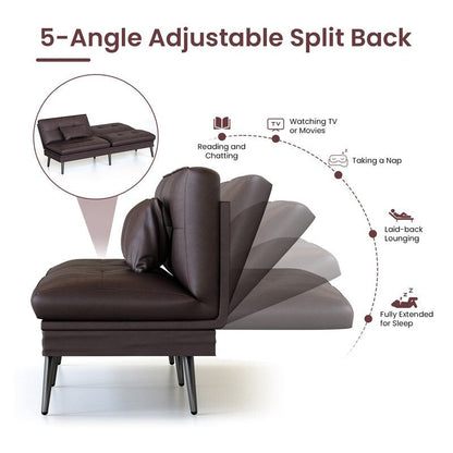 Canapé-lit futon convertible Grondin, dossier réglable sur 5 positions avec 2 oreillers, fauteuil inclinable de style moderne