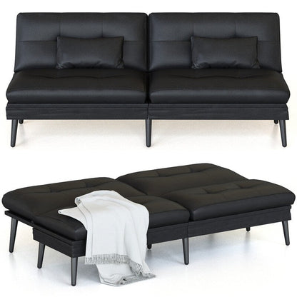 Canapé-lit futon convertible Grondin, dossier réglable sur 5 positions avec 2 oreillers, fauteuil inclinable de style moderne