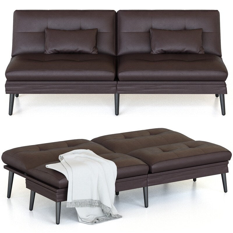 Canapé-lit futon convertible Grondin, dossier réglable sur 5 positions avec 2 oreillers, fauteuil inclinable de style moderne
