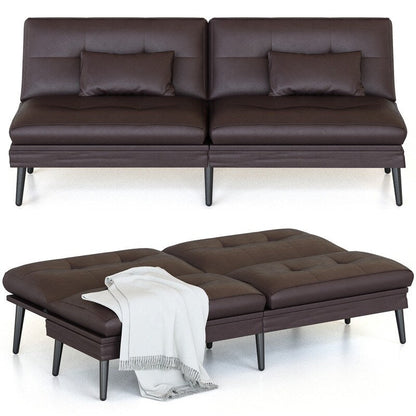 Canapé-lit futon convertible Grondin, dossier réglable sur 5 positions avec 2 oreillers, fauteuil inclinable de style moderne