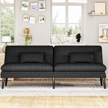 Canapé-lit futon convertible Grondin, dossier réglable sur 5 positions avec 2 oreillers, fauteuil inclinable de style moderne