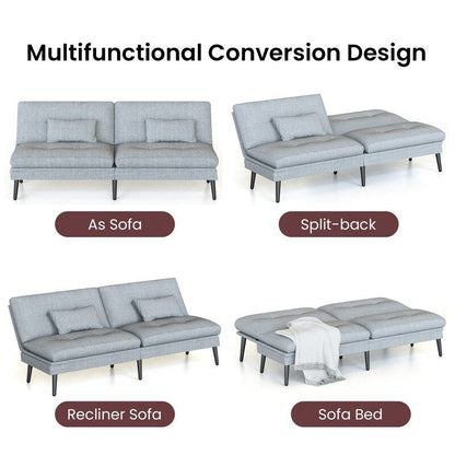 Canapé-lit futon convertible Grondin, dossier réglable sur 5 positions avec 2 oreillers, fauteuil inclinable de style moderne
