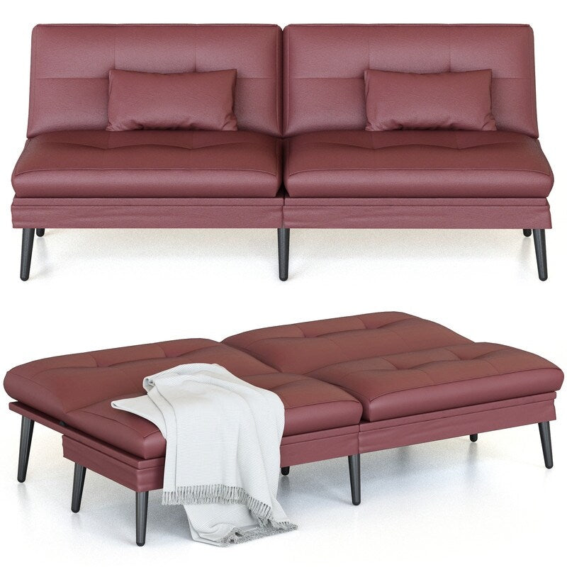 Canapé-lit futon convertible Grondin, dossier réglable sur 5 positions avec 2 oreillers, fauteuil inclinable de style moderne