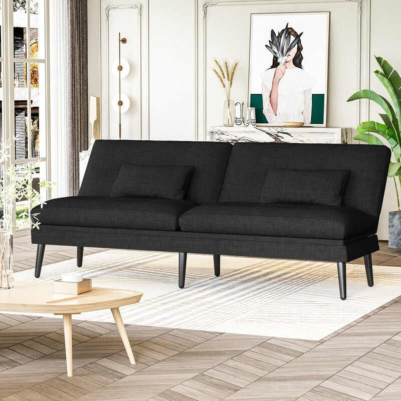 Canapé-lit futon convertible Grondin, dossier réglable sur 5 positions avec 2 oreillers, fauteuil inclinable de style moderne