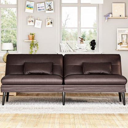 Canapé-lit futon convertible Grondin, dossier réglable sur 5 positions avec 2 oreillers, fauteuil inclinable de style moderne