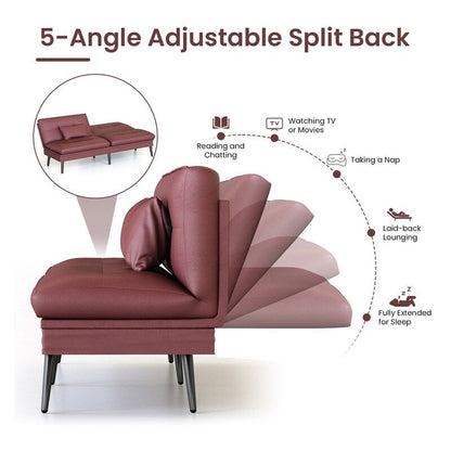 Canapé-lit futon convertible Grondin, dossier réglable sur 5 positions avec 2 oreillers, fauteuil inclinable de style moderne