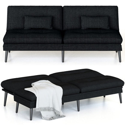 Canapé-lit futon convertible Grondin, dossier réglable sur 5 positions avec 2 oreillers, fauteuil inclinable de style moderne
