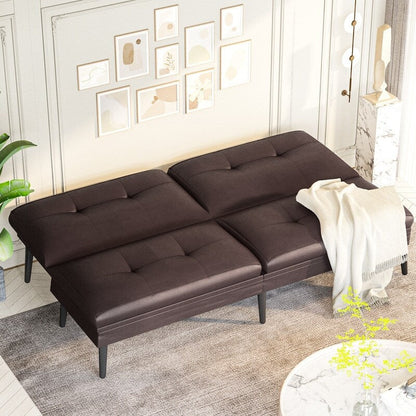 Canapé-lit futon convertible Grondin, dossier réglable sur 5 positions avec 2 oreillers, fauteuil inclinable de style moderne