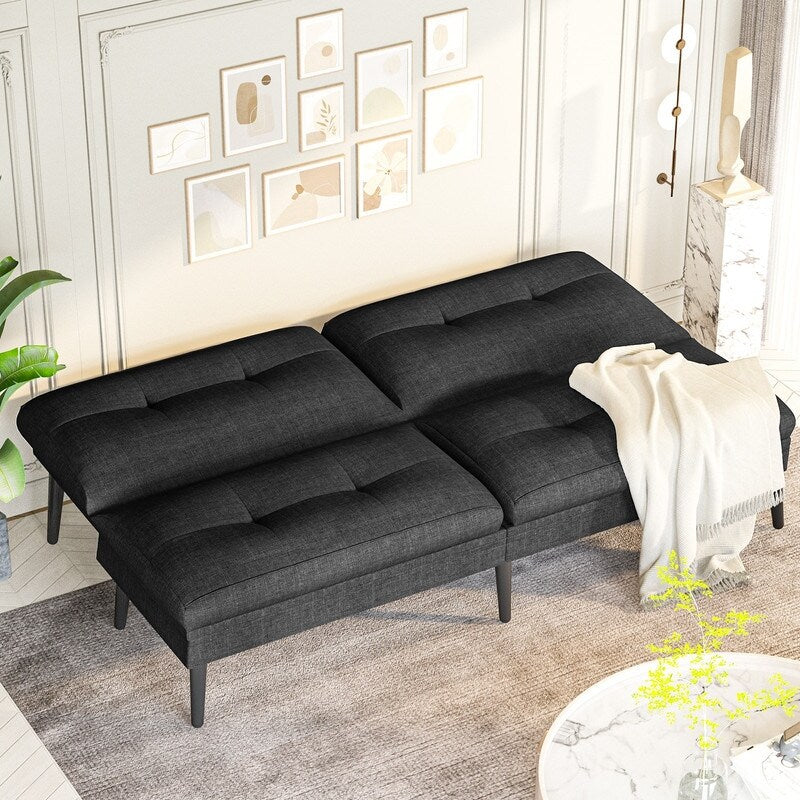 Canapé-lit futon convertible Grondin, dossier réglable sur 5 positions avec 2 oreillers, fauteuil inclinable de style moderne