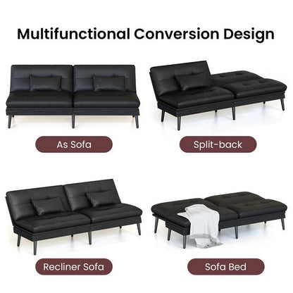 Canapé-lit futon convertible Grondin, dossier réglable sur 5 positions avec 2 oreillers, fauteuil inclinable de style moderne