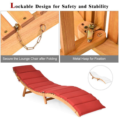 Chaise longue pliante d'extérieur Gymax 2 pièces en eucalyptus avec - Voir les détails