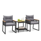 Ensemble de meubles de jardin Gymax 3 pièces avec chaises en rotin synthétique et 2 niveaux
