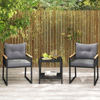 Ensemble de meubles de jardin Gymax 3 pièces avec chaises en rotin synthétique et 2 niveaux