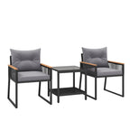 Ensemble de meubles de jardin Gymax 3 pièces avec chaises en rotin synthétique et 2 niveaux