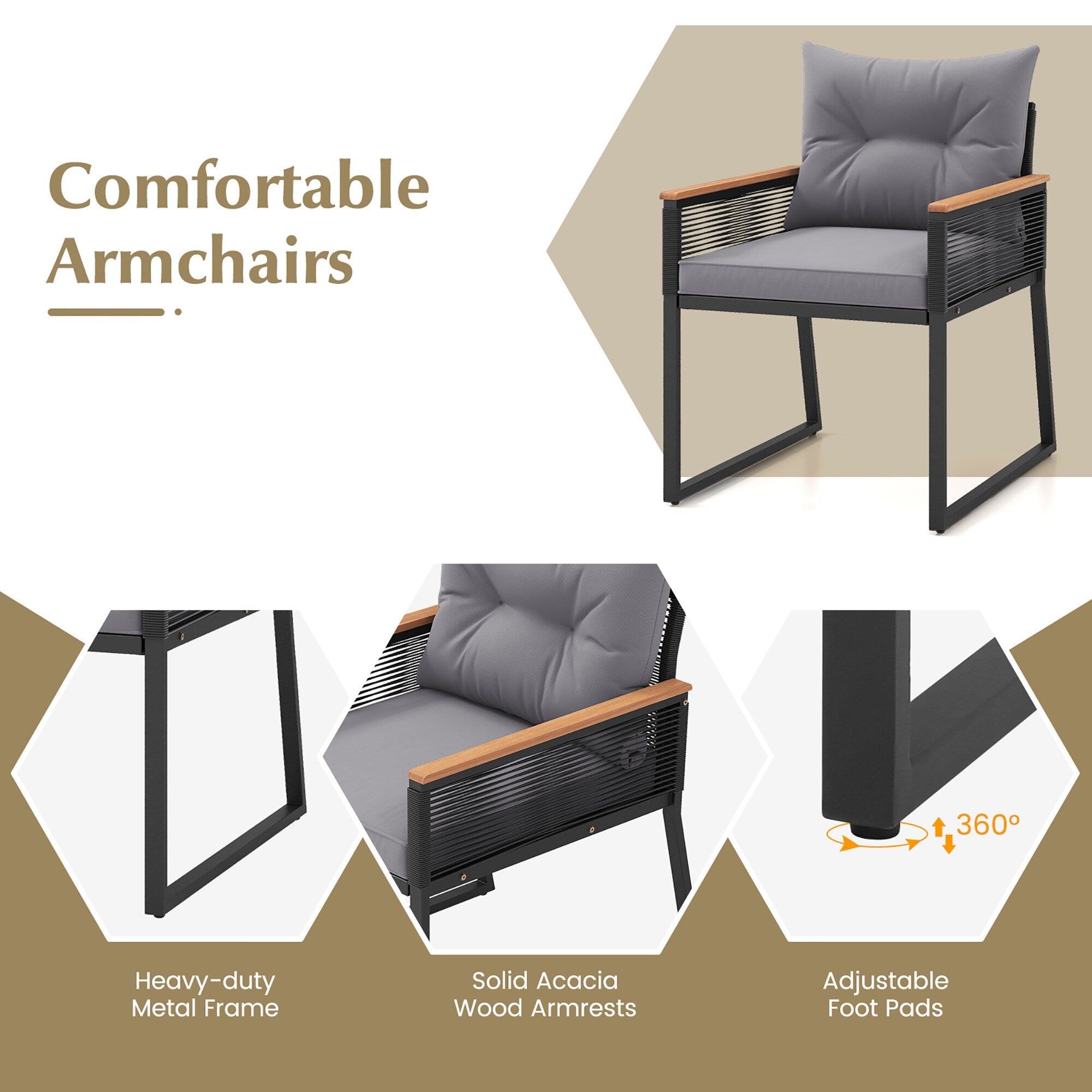 Ensemble de meubles de jardin Gymax 3 pièces avec chaises en rotin synthétique et 2 niveaux