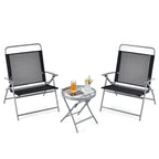 Ensemble de 3 chaises pliantes de patio Gymax avec table basse et chaise extra-large