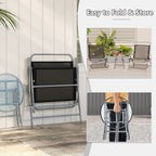 Ensemble de 3 chaises pliantes de patio Gymax avec table basse et chaise extra-large