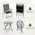 Ensemble de 3 chaises pliantes de patio Gymax avec table basse et chaise extra-large