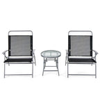 Ensemble de 3 chaises pliantes de patio Gymax avec table basse et chaise extra-large