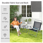 Ensemble de 3 chaises pliantes de patio Gymax avec table basse et chaise extra-large