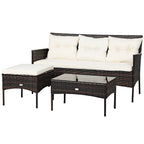 Ensemble de 3 meubles de jardin en rotin sectionnels Gymax avec canapé-lit - Voir les détails