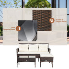 Ensemble de 3 meubles de jardin en rotin sectionnels Gymax avec canapé-lit - Voir les détails
